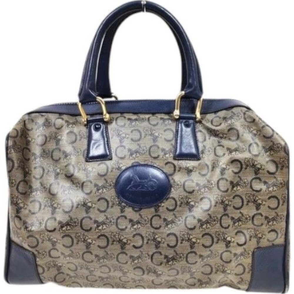 (L2) Authentic Celine Hand Bag Navy Blue PVC Luxury Vintage Designer Handbag